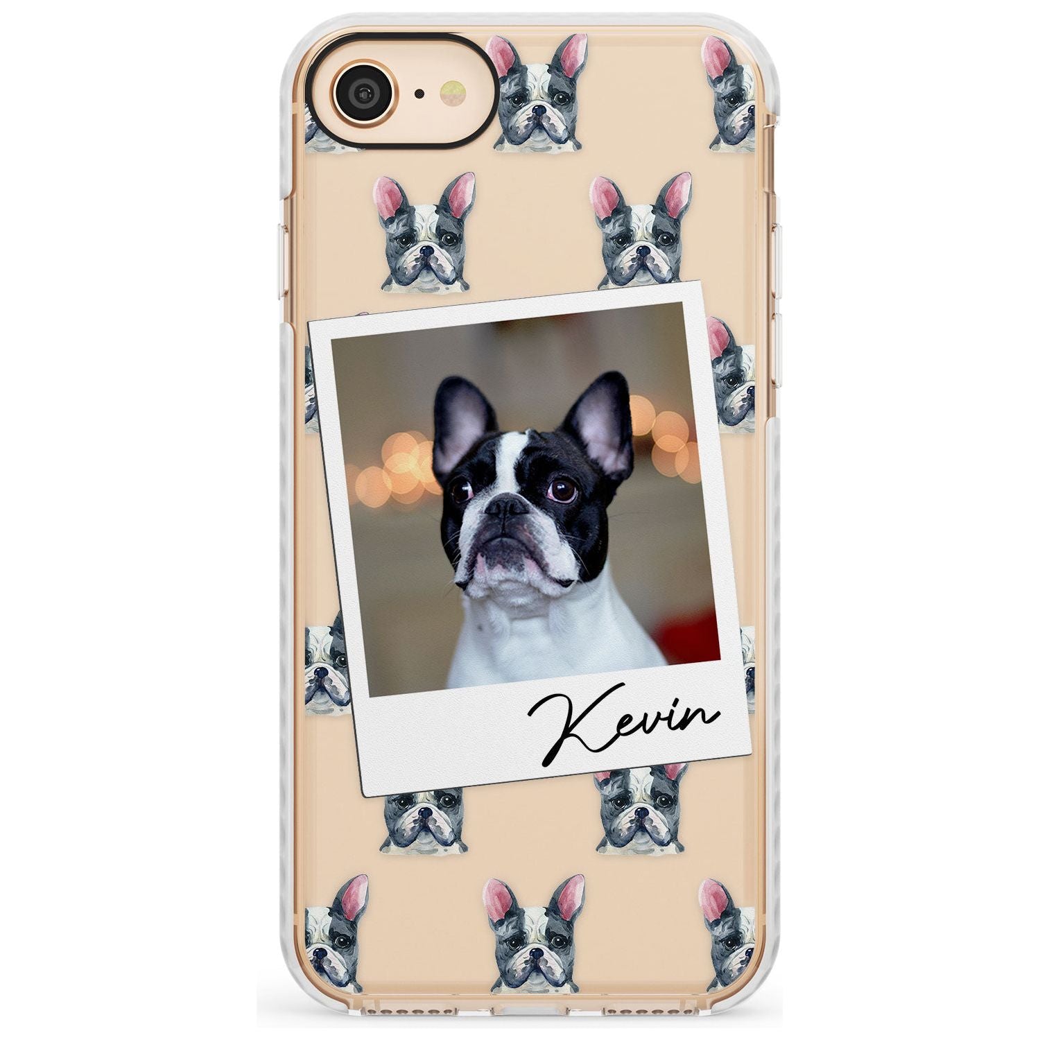 French Bulldog, Black & White - Custom Dog Photo Slim TPU Phone Case for iPhone SE 8 7 Plus