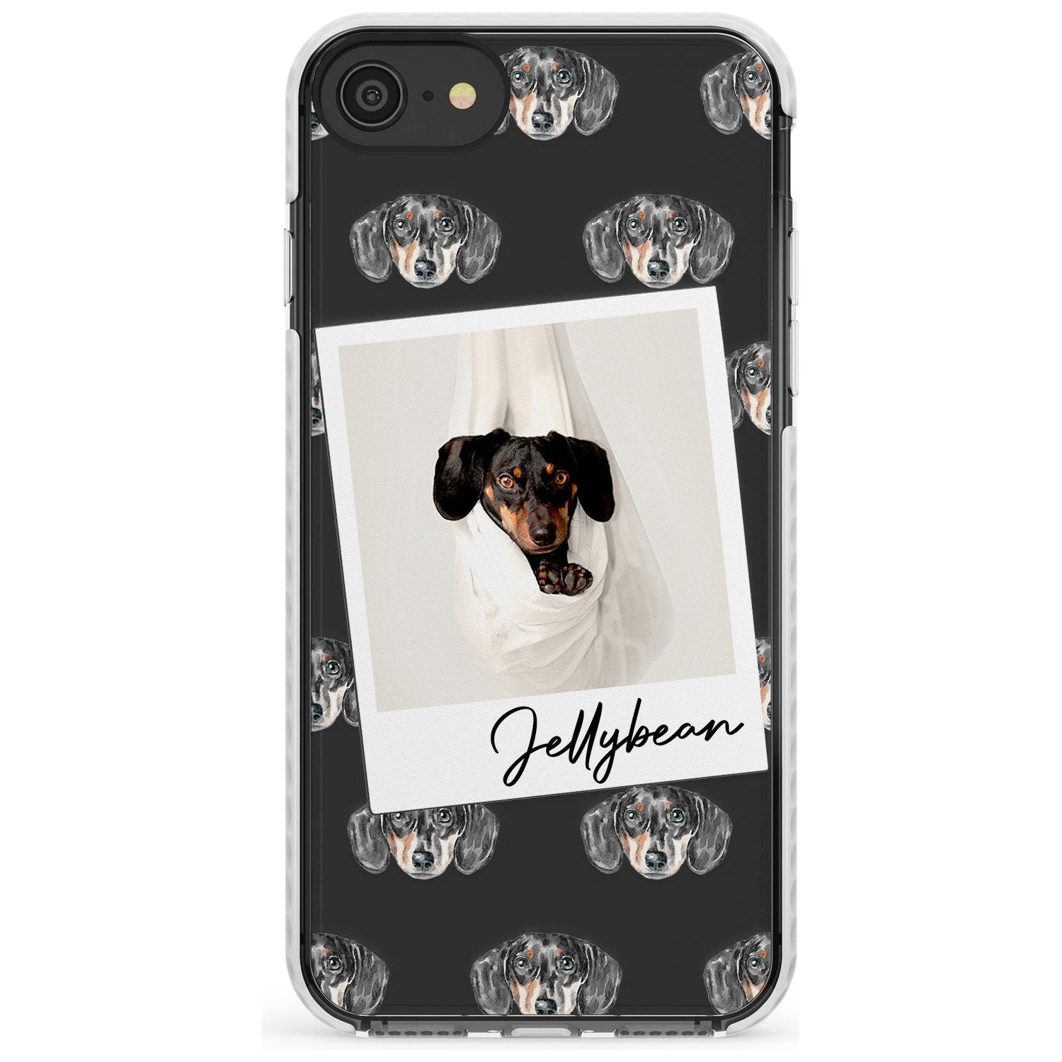 Dachshund, Black- Custom Dog Photo Slim TPU Phone Case for iPhone SE 8 7 Plus