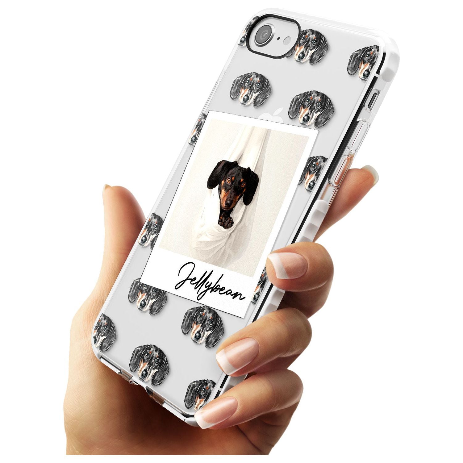 Dachshund, Black- Custom Dog Photo Slim TPU Phone Case for iPhone SE 8 7 Plus