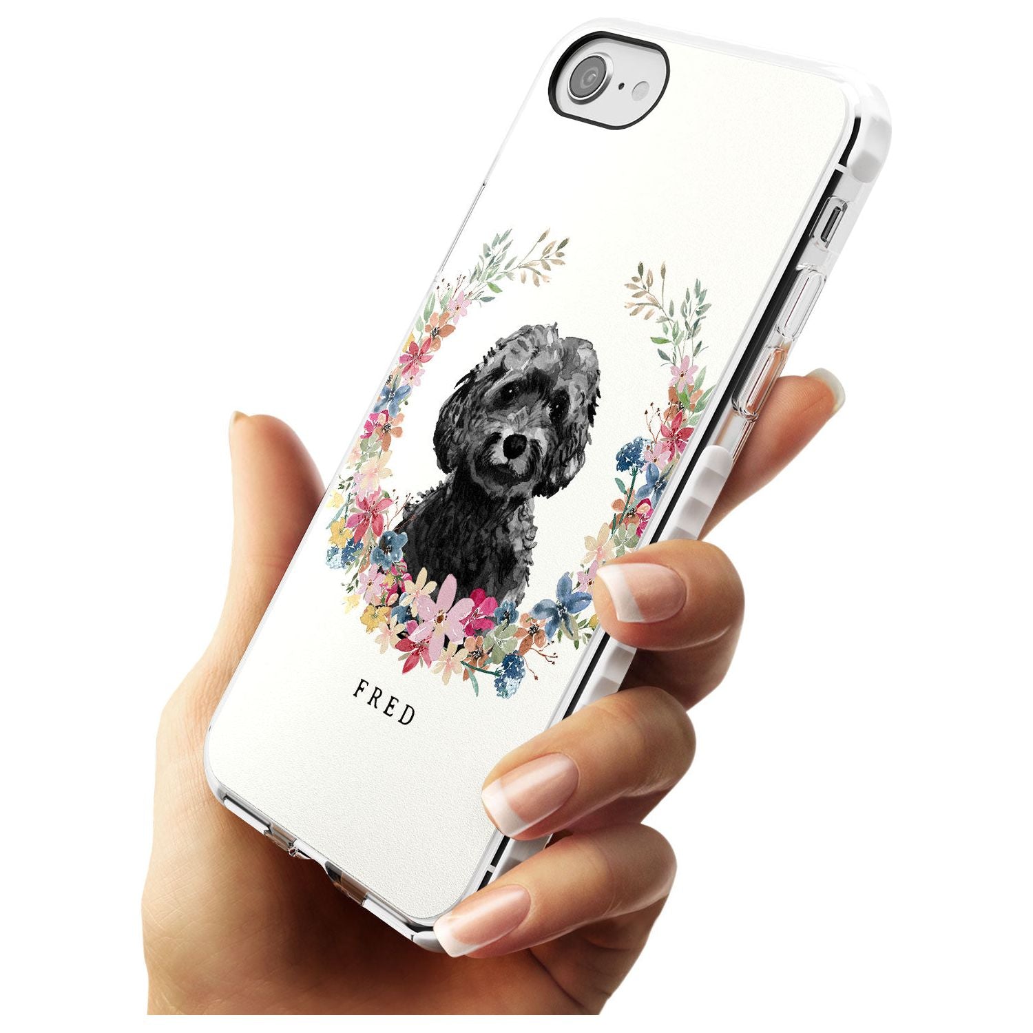 Black Cockapoo - Watercolour Dog Portrait Impact Phone Case for iPhone SE 8 7 Plus