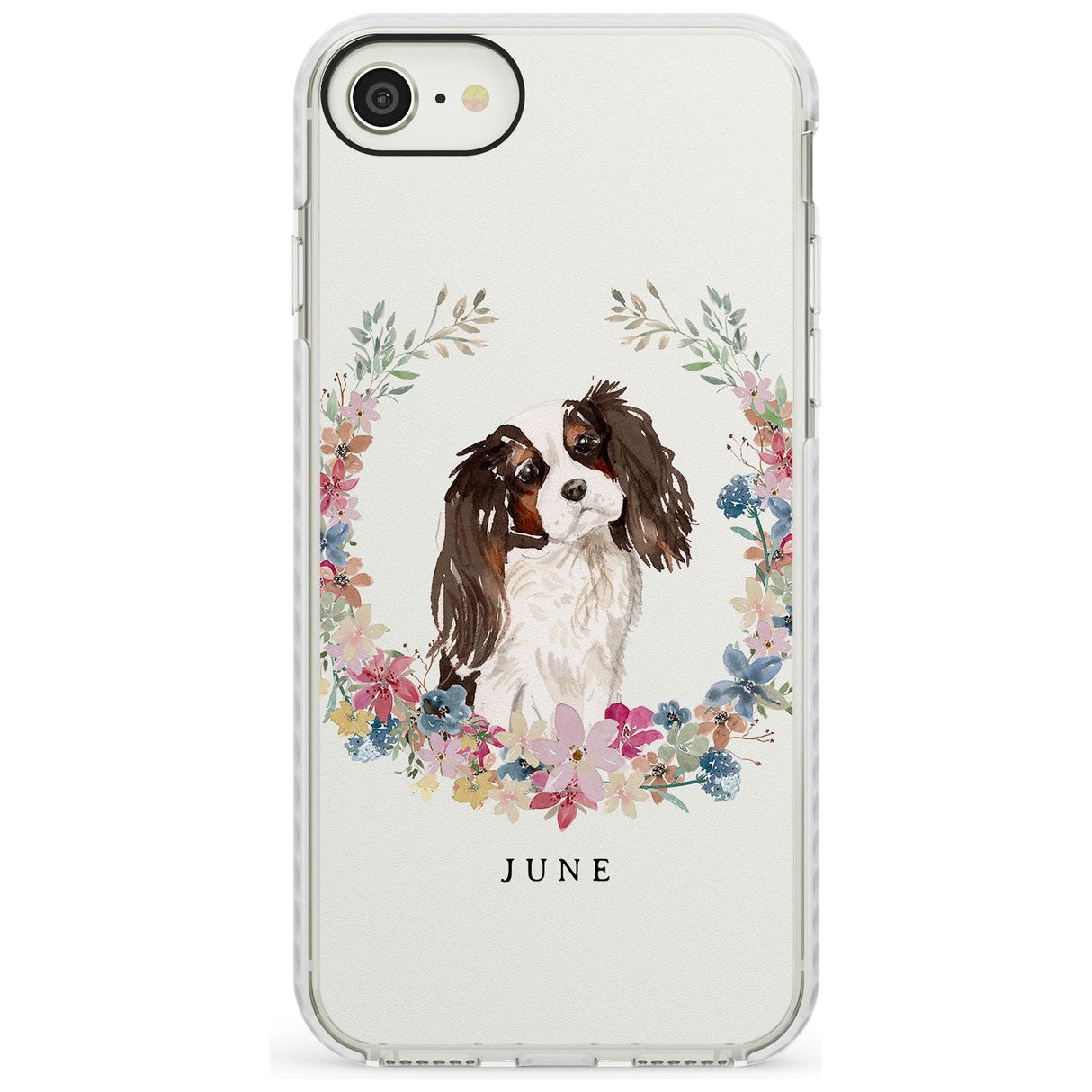 Tri Coloured King Charles Watercolour Dog Portrait Impact Phone Case for iPhone SE 8 7 Plus