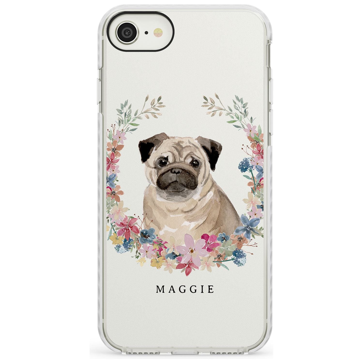 Pug - Watercolour Dog Portrait Impact Phone Case for iPhone SE 8 7 Plus