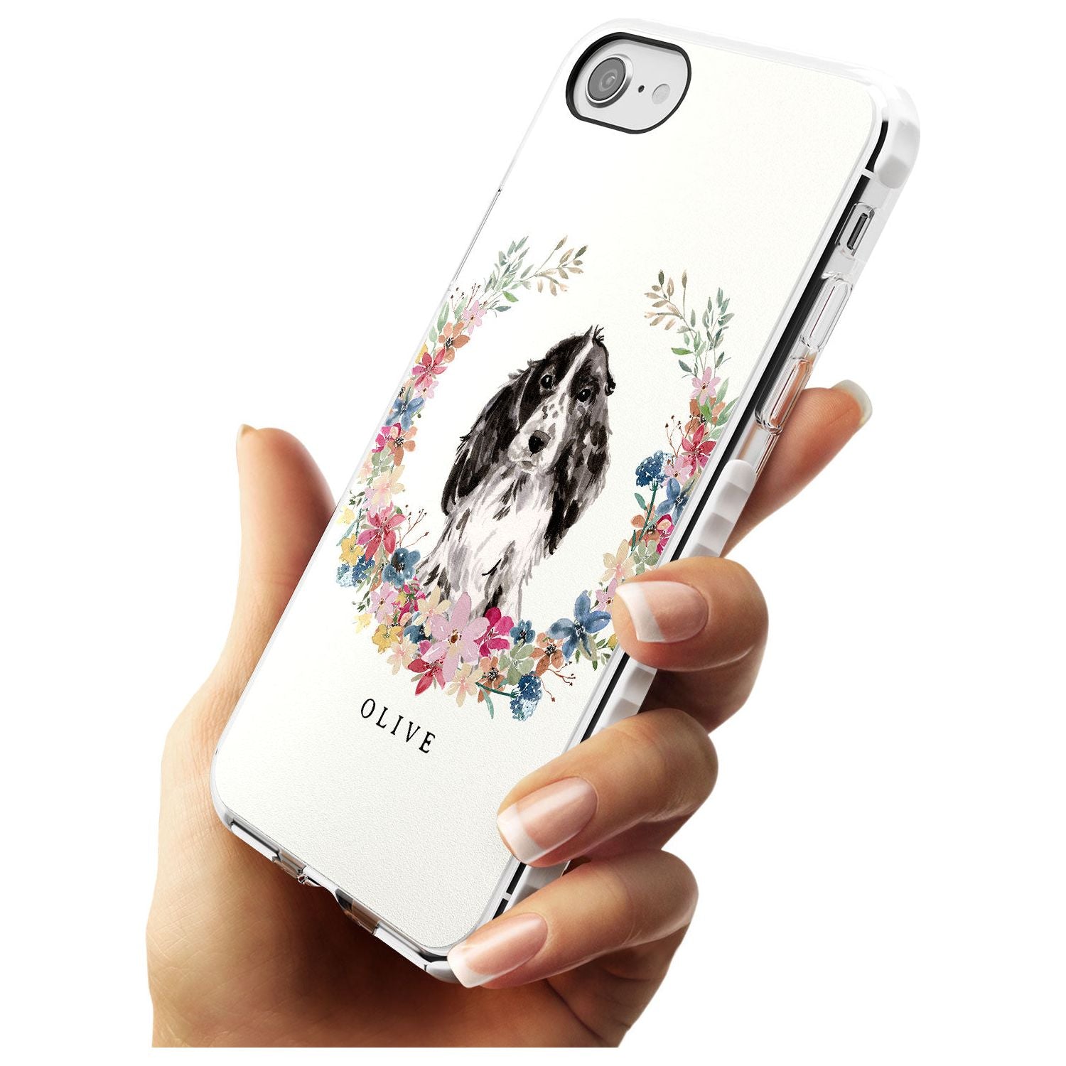 Black Cocker Spaniel - Watercolour Dog Portrait Impact Phone Case for iPhone SE 8 7 Plus