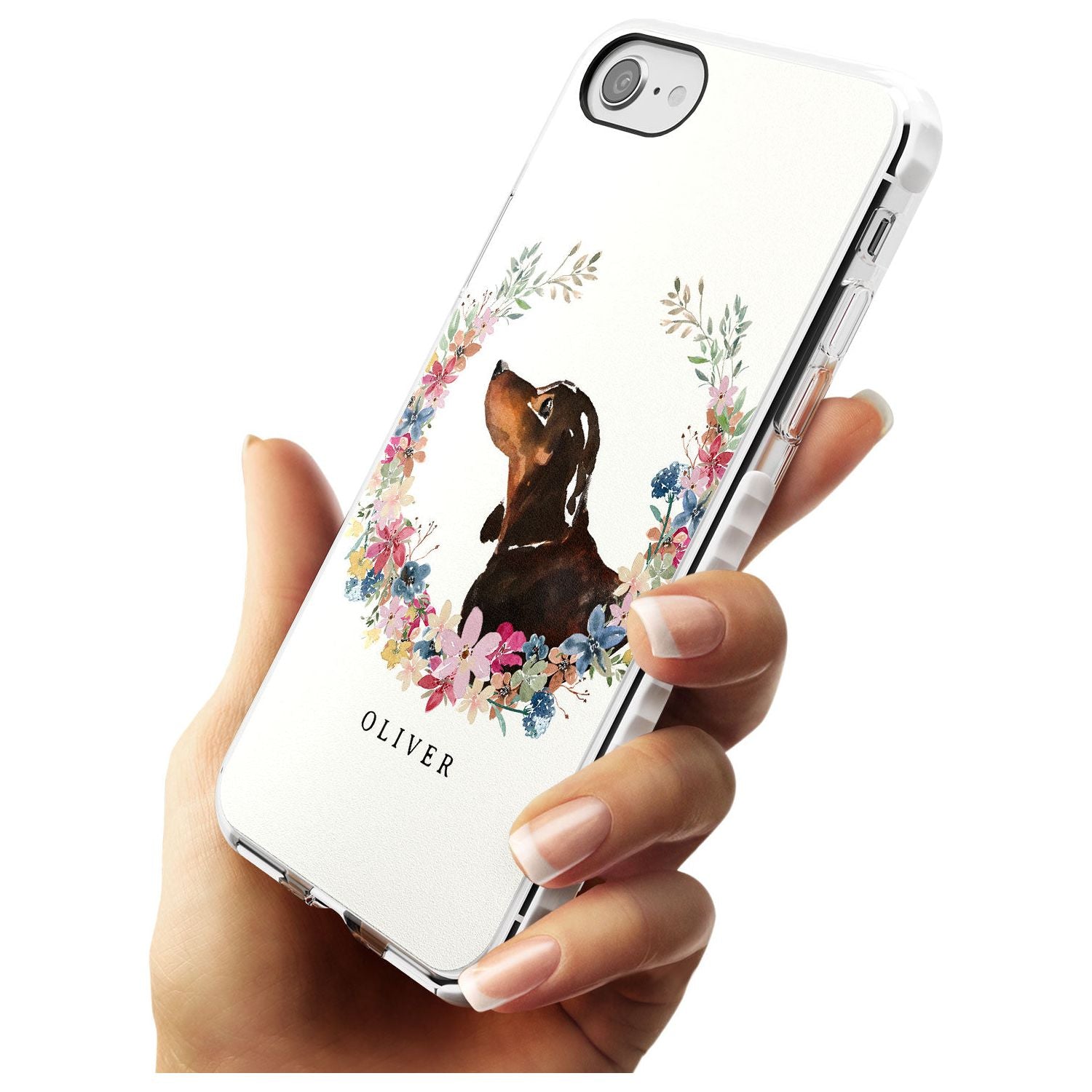 Black & Tan Dachshund - Watercolour Dog Portrait Impact Phone Case for iPhone SE 8 7 Plus