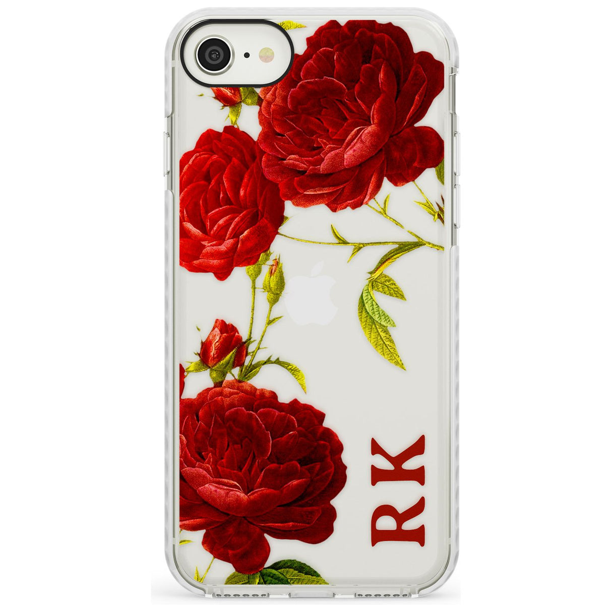 Custom Clear Vintage Floral Red Roses Impact Phone Case for iPhone SE 8 7 Plus
