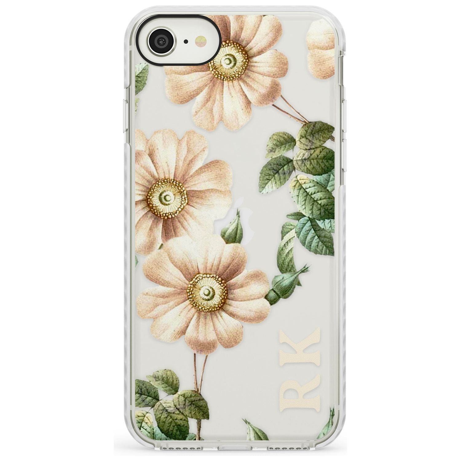 Custom Clear Vintage Floral Cream Anemones Impact Phone Case for iPhone SE 8 7 Plus