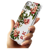 Custom Clear Vintage Floral Pink Garden Roses Impact Phone Case for iPhone SE 8 7 Plus