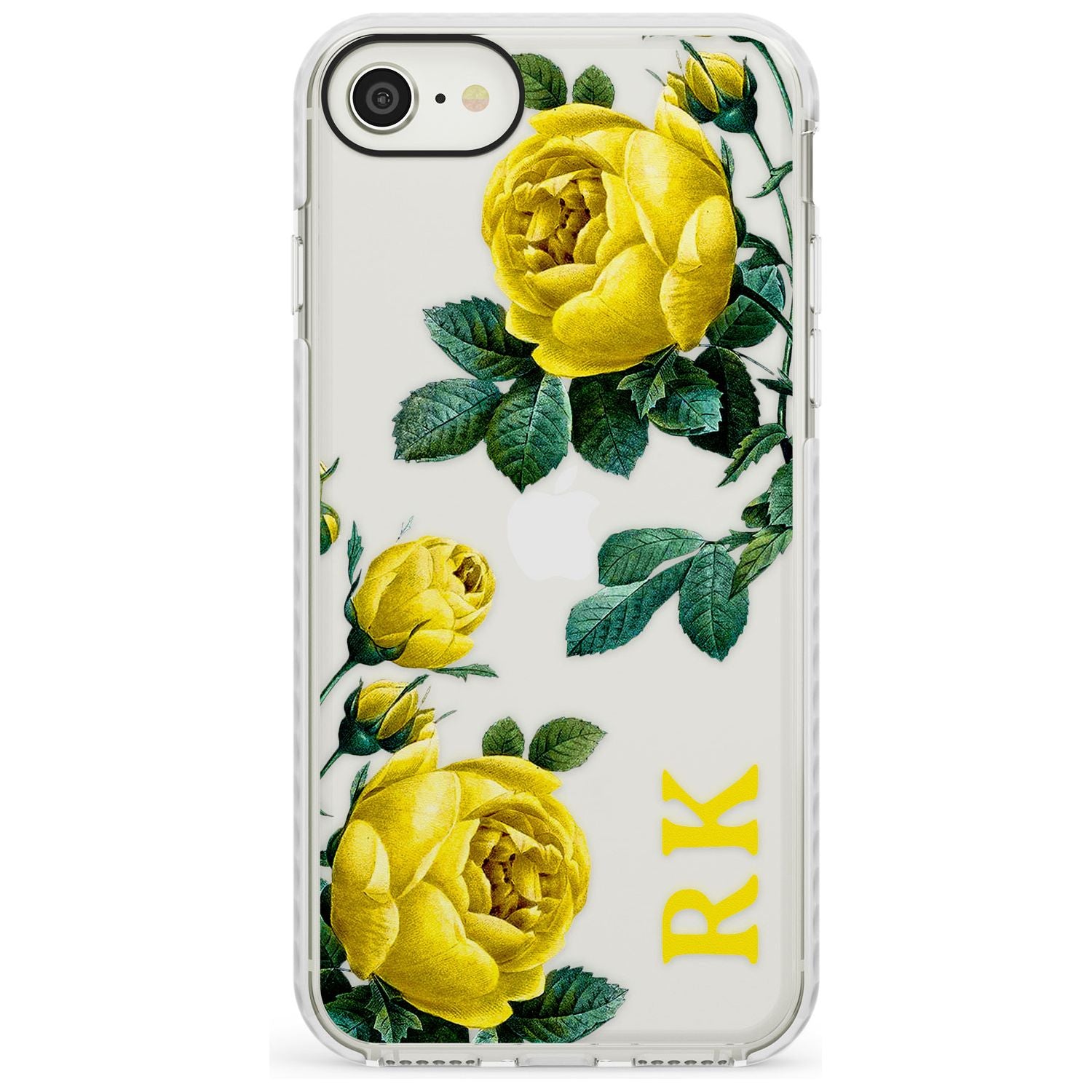 Custom Clear Vintage Floral Yellow Roses Impact Phone Case for iPhone SE 8 7 Plus