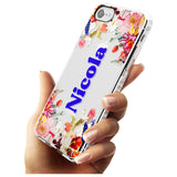 Custom Text with Floral Borders Slim TPU Phone Case for iPhone SE 8 7 Plus