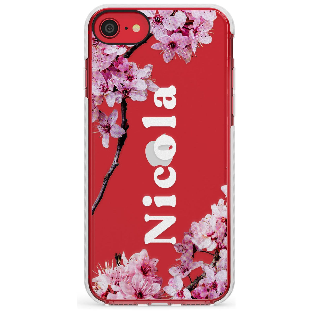 Cherry Blossoms with Custom Text Slim TPU Phone Case for iPhone SE 8 7 Plus