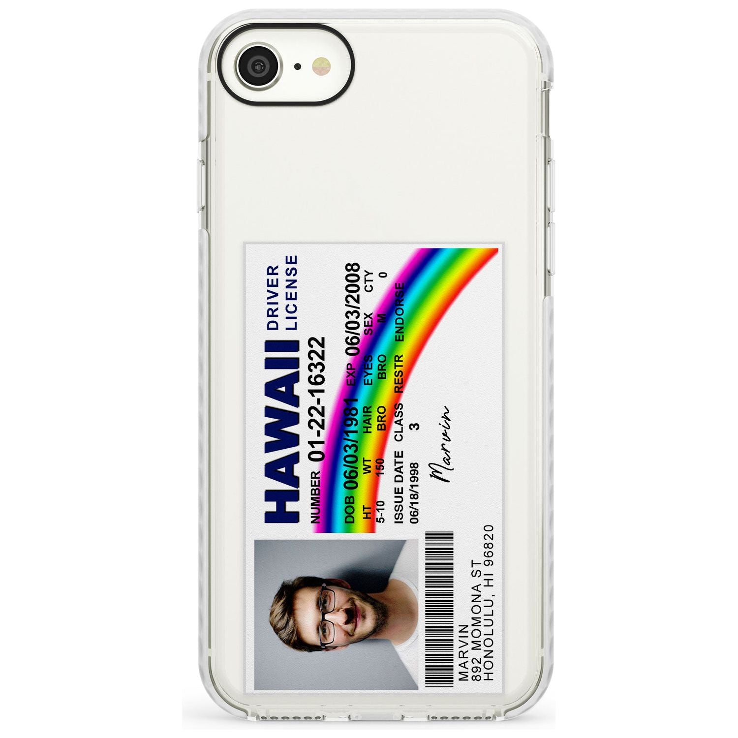 Personalised Hawaii Driving License Impact Phone Case for iPhone SE 8 7 Plus