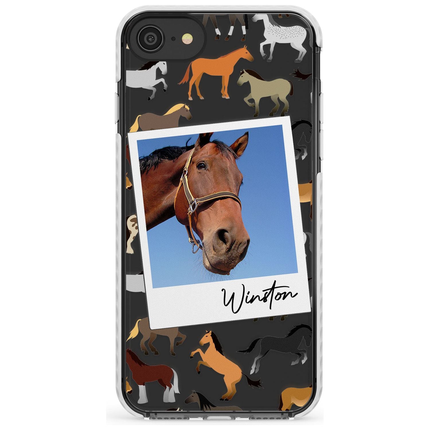 Personalised Horse Polaroid Impact Phone Case for iPhone SE 8 7 Plus