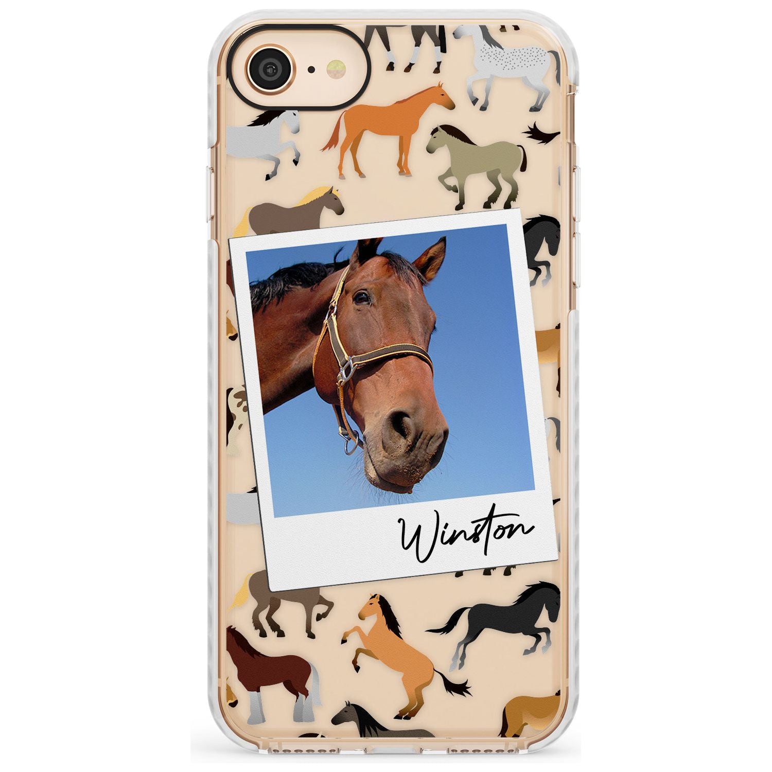 Personalised Horse Polaroid Impact Phone Case for iPhone SE 8 7 Plus