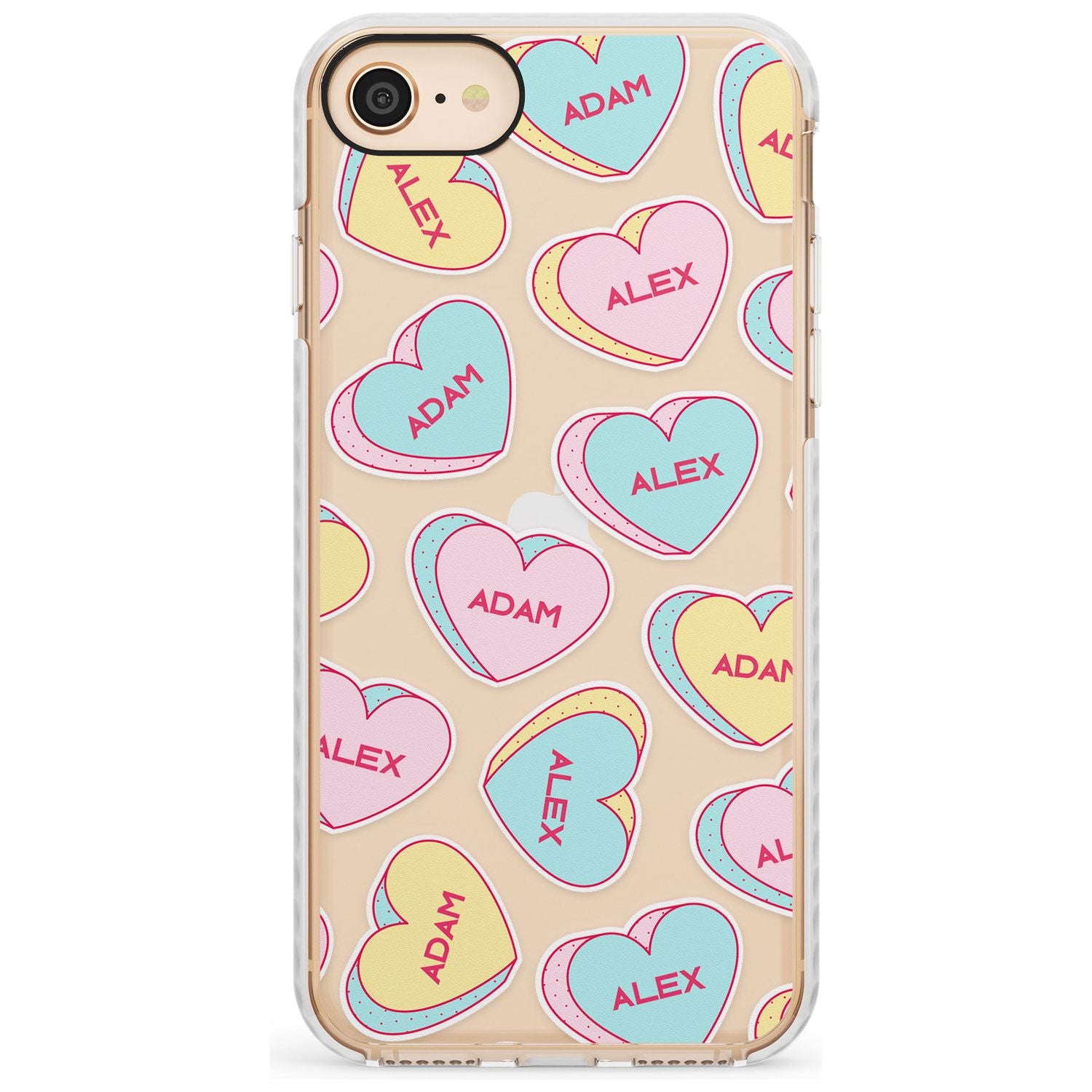 Custom Text Love Hearts Slim TPU Phone Case for iPhone SE 8 7 Plus