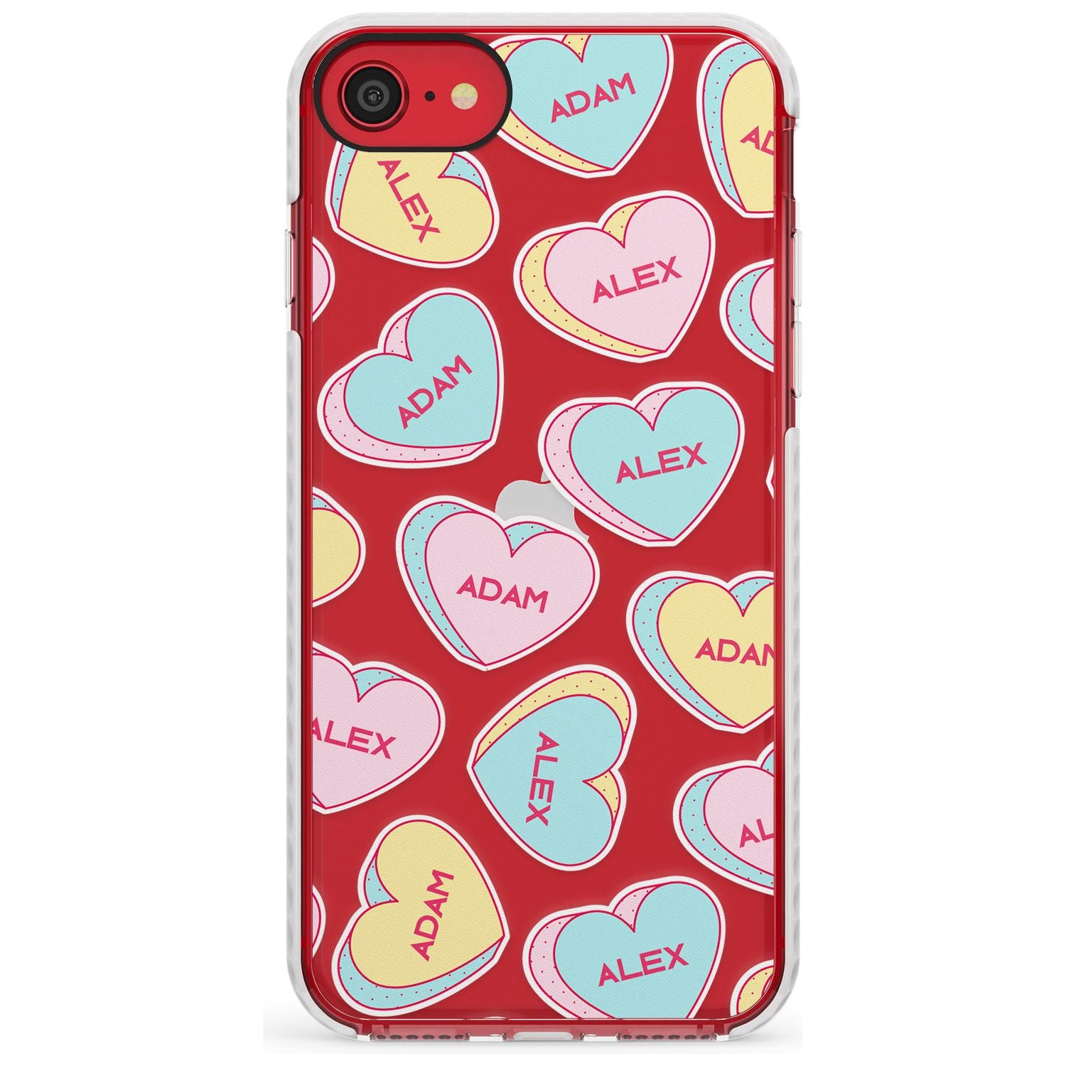 Custom Text Love Hearts Slim TPU Phone Case for iPhone SE 8 7 Plus