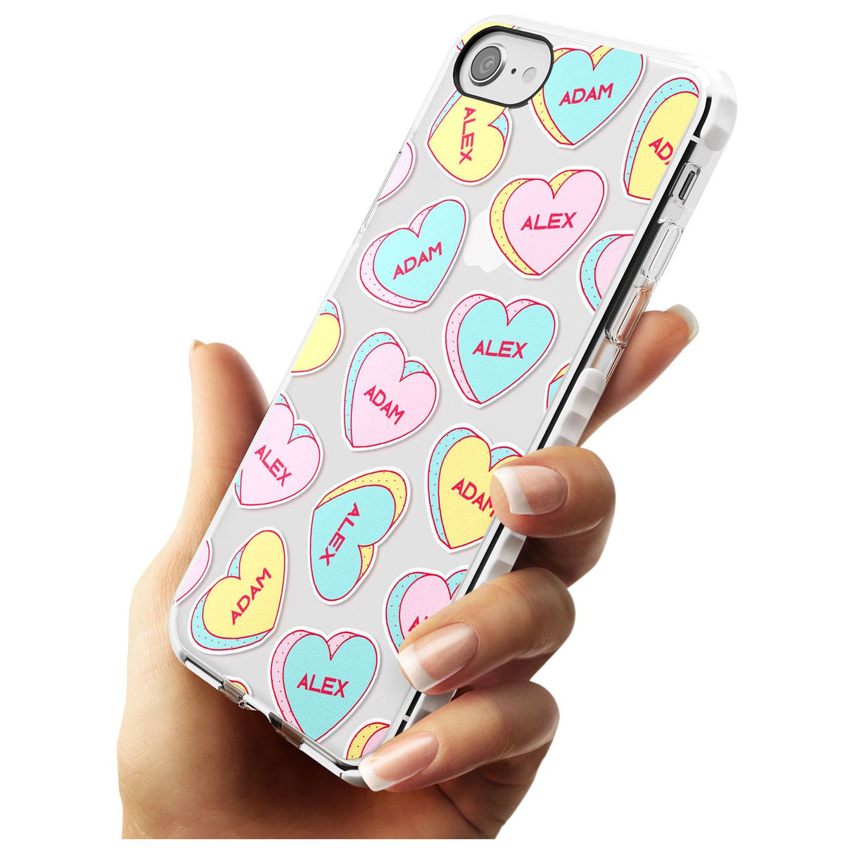 Custom Text Love Hearts Slim TPU Phone Case for iPhone SE 8 7 Plus