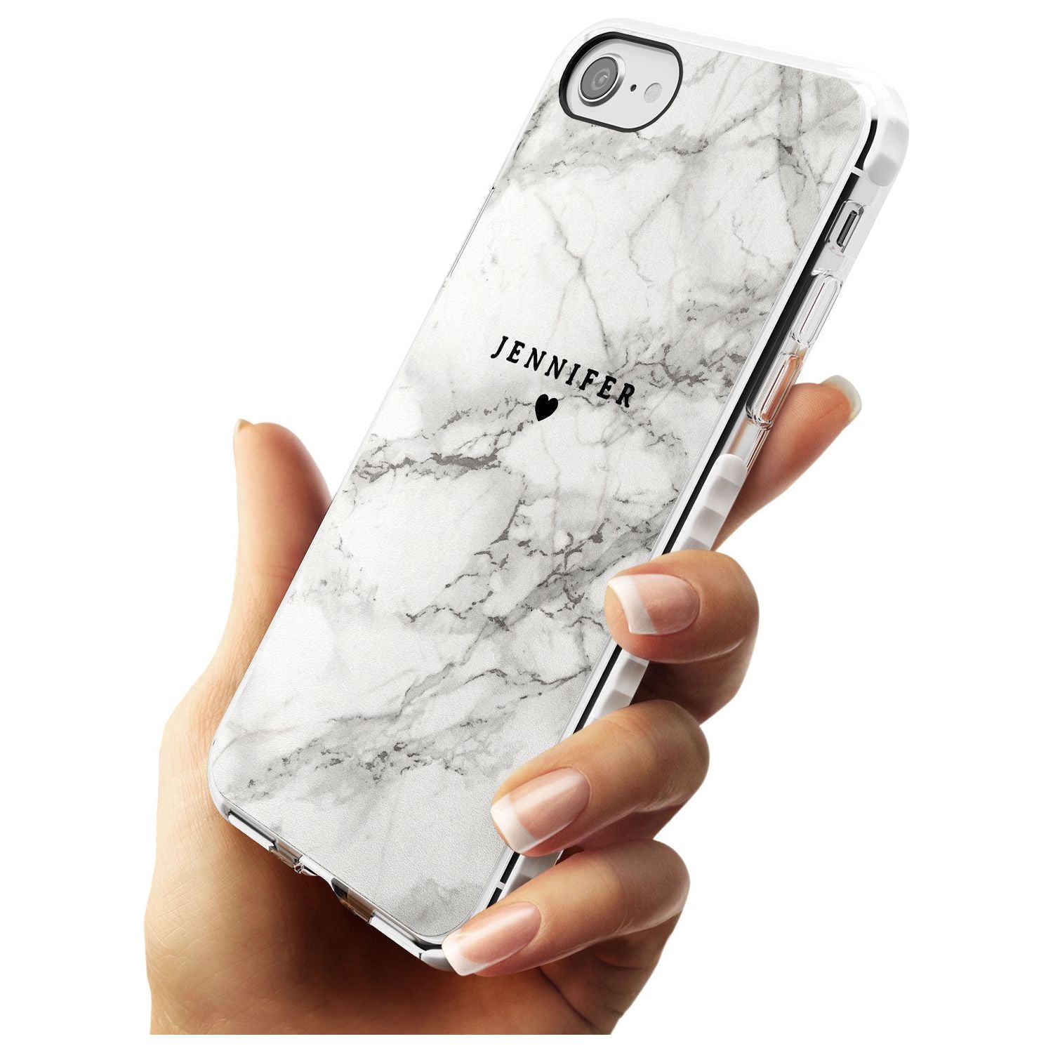 Personalised Light Grey Classic Marble Slim TPU Phone Case for iPhone SE 8 7 Plus