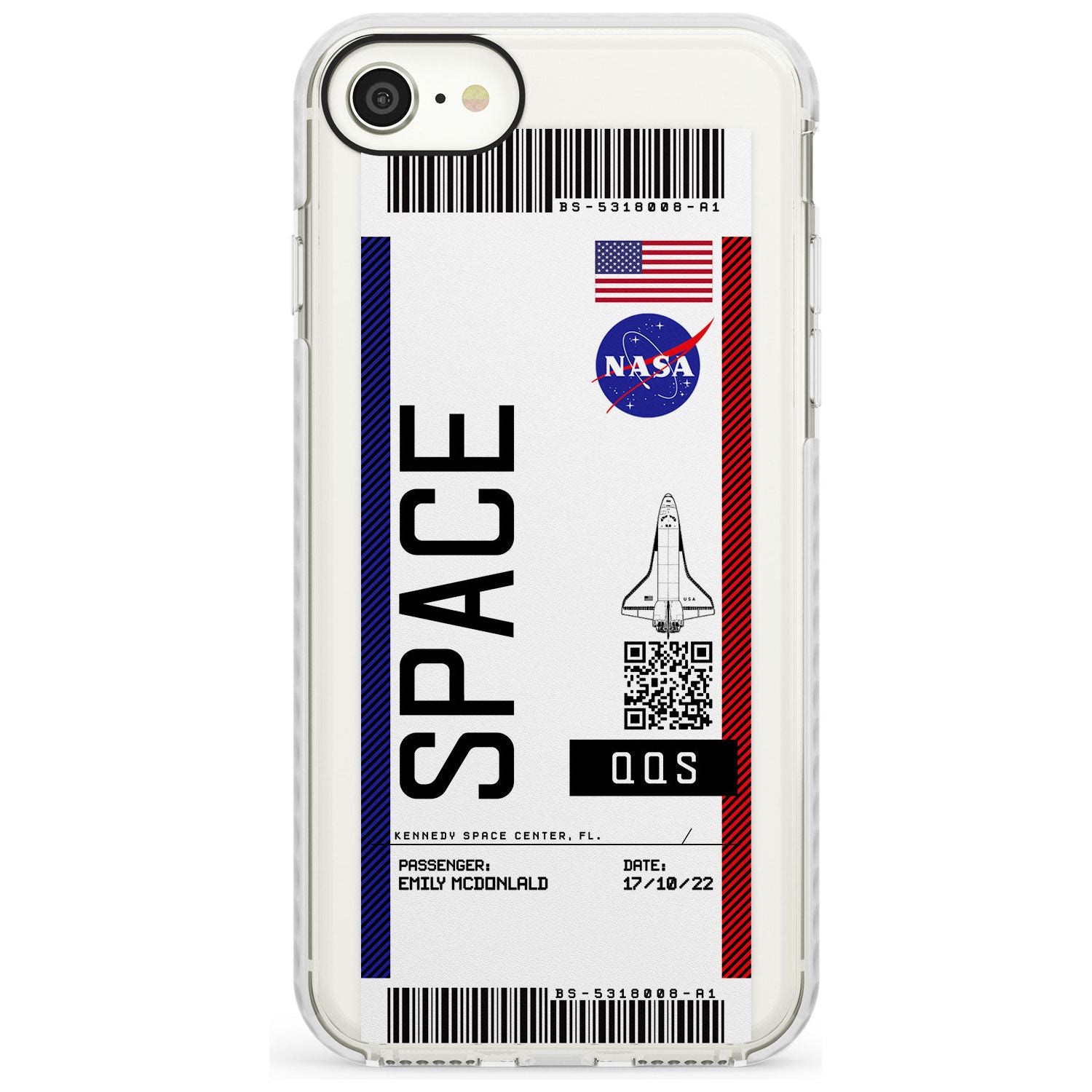 Personalised NASA Boarding Pass (Light) Impact Phone Case for iPhone SE 8 7 Plus