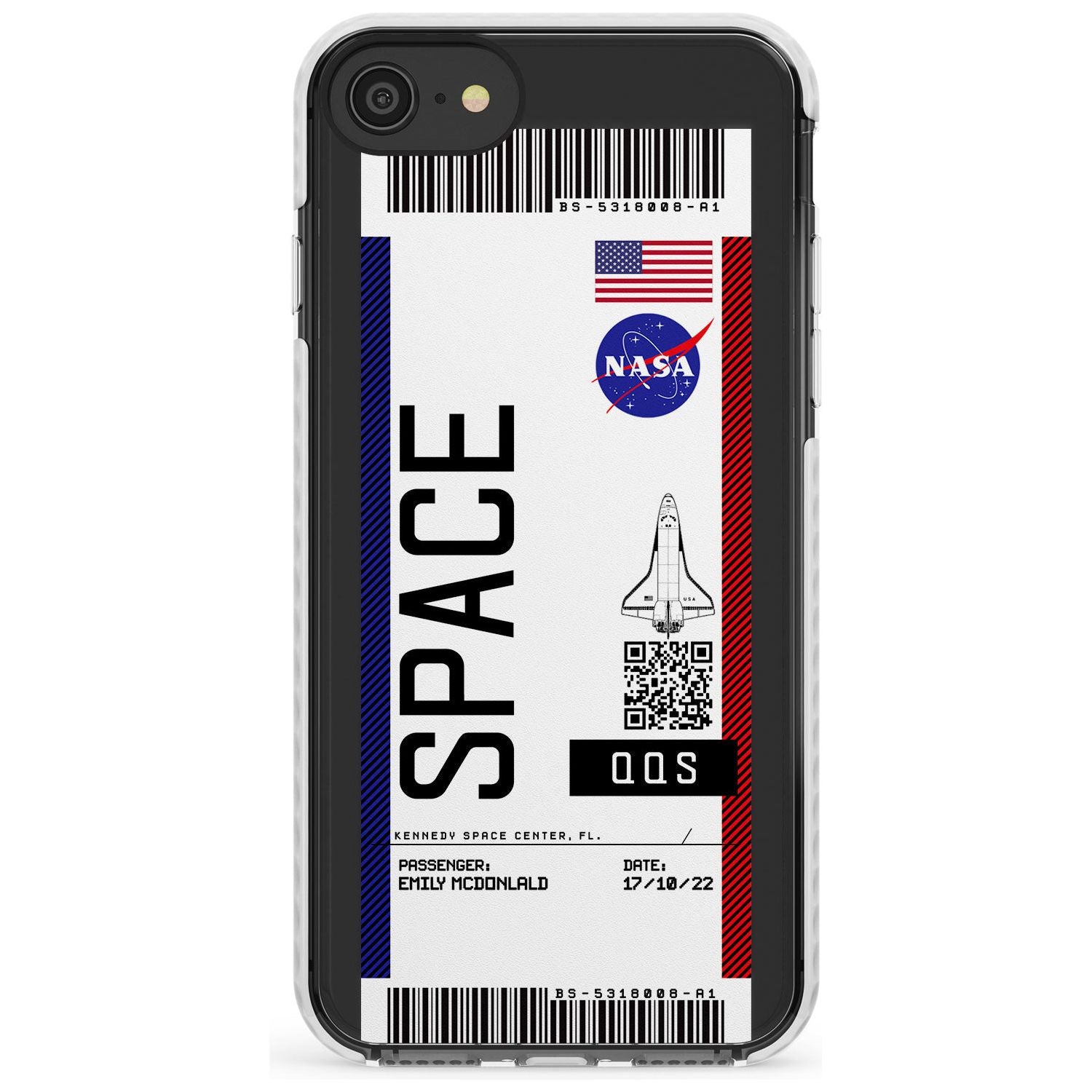 Personalised NASA Boarding Pass (Light) Impact Phone Case for iPhone SE 8 7 Plus