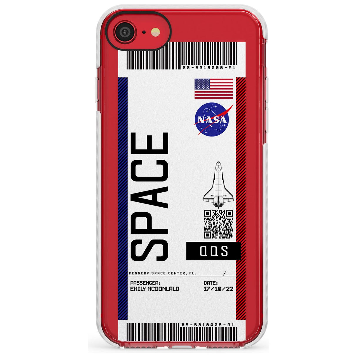 Personalised NASA Boarding Pass (Light) Impact Phone Case for iPhone SE 8 7 Plus