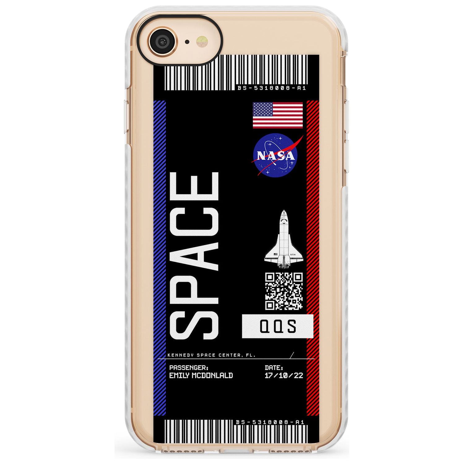 Personalised NASA Boarding Pass (Dark) Impact Phone Case for iPhone SE 8 7 Plus