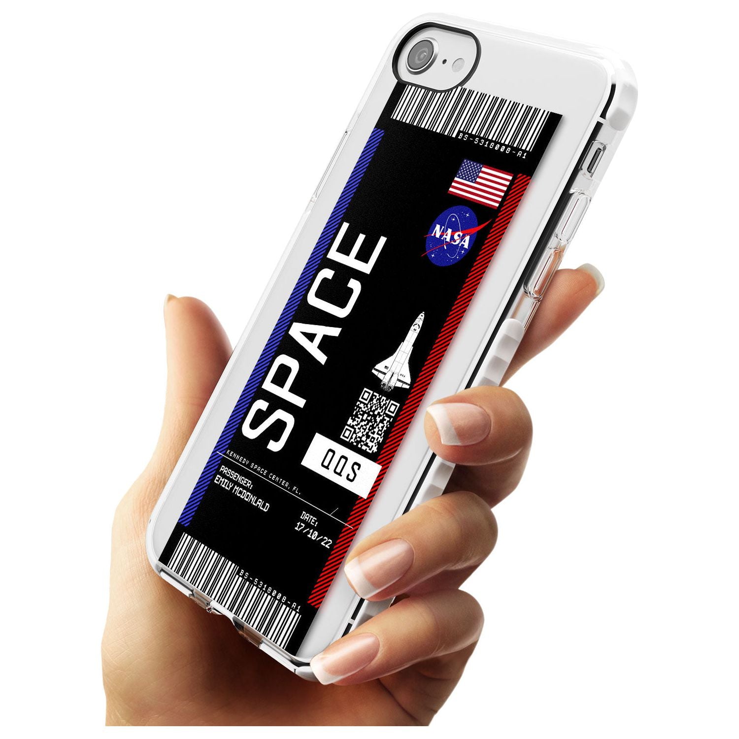 Personalised NASA Boarding Pass (Dark) Impact Phone Case for iPhone SE 8 7 Plus