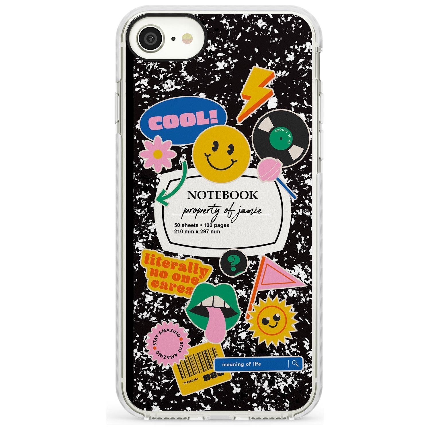 Custom Notebook Cover with Stickers Slim TPU Phone Case for iPhone SE 8 7 Plus