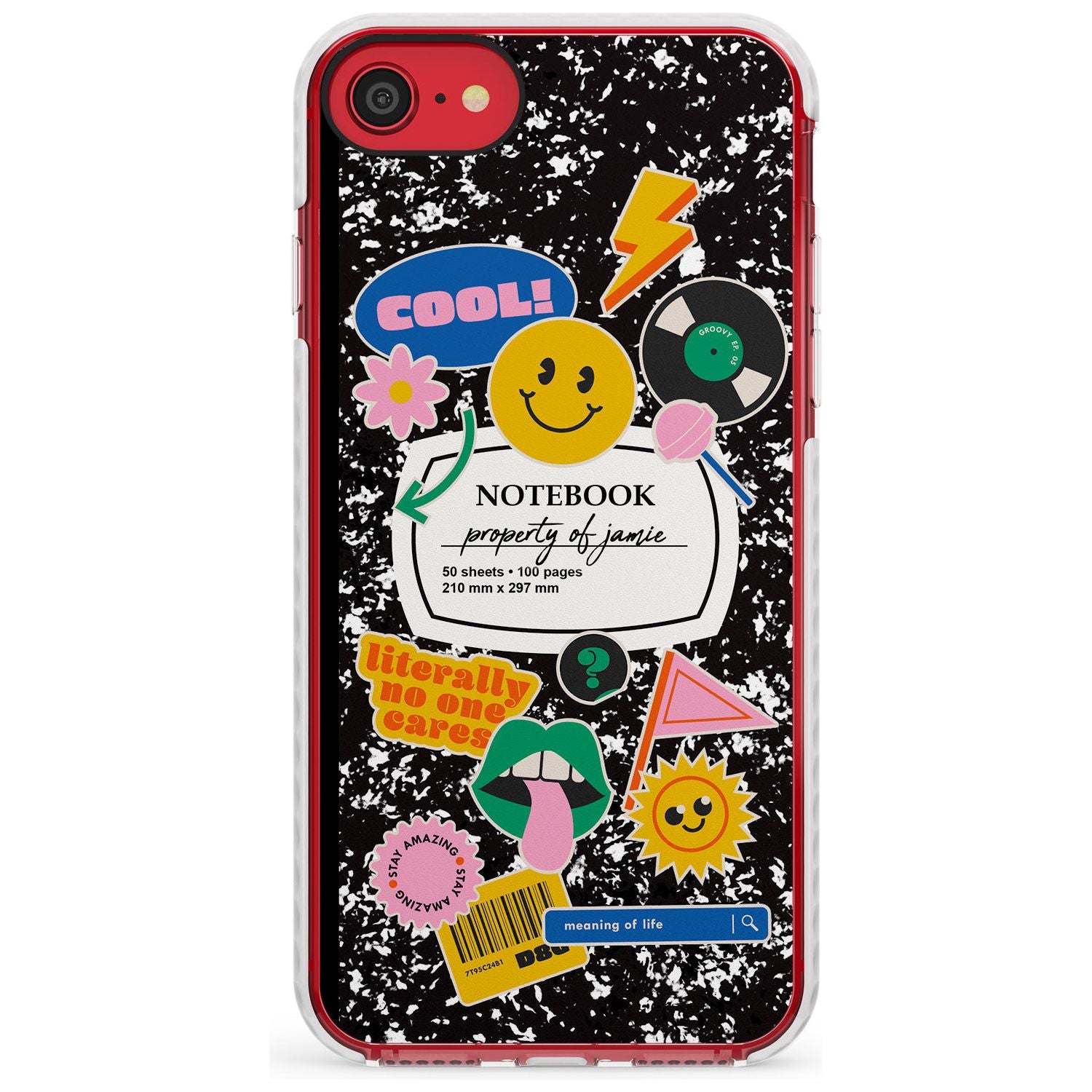 Custom Notebook Cover with Stickers Slim TPU Phone Case for iPhone SE 8 7 Plus