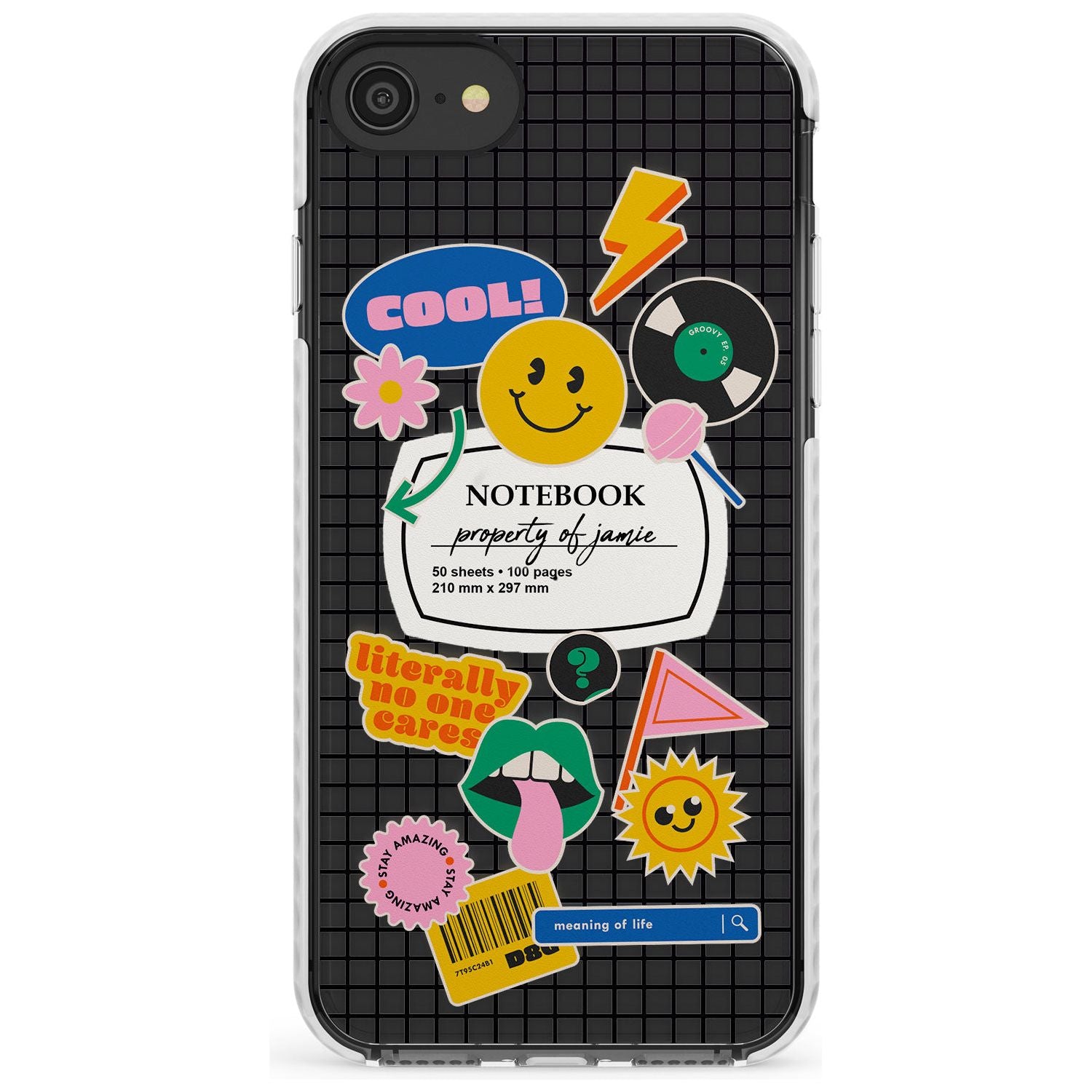 Custom Sticker Mix on Grid Slim TPU Phone Case for iPhone SE 8 7 Plus