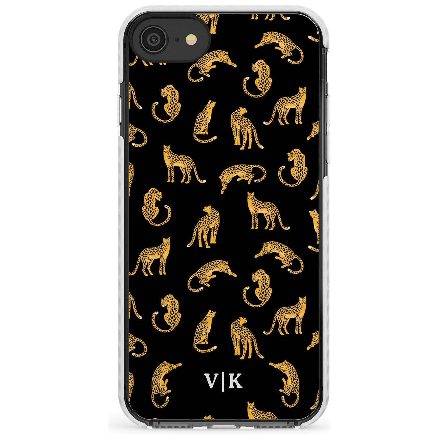 Personalised Cheetah Pattern: Black Slim TPU Phone Case for iPhone SE 8 7 Plus