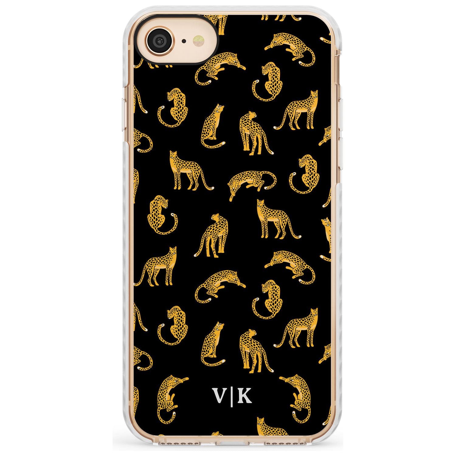 Personalised Cheetah Pattern: Black Slim TPU Phone Case for iPhone SE 8 7 Plus
