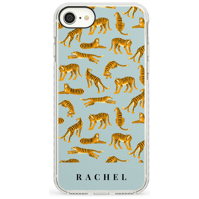 Personalised Tiger Pattern: Turquoise Slim TPU Phone Case for iPhone SE 8 7 Plus