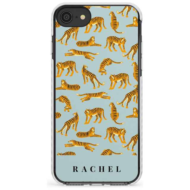 Personalised Tiger Pattern: Turquoise Slim TPU Phone Case for iPhone SE 8 7 Plus