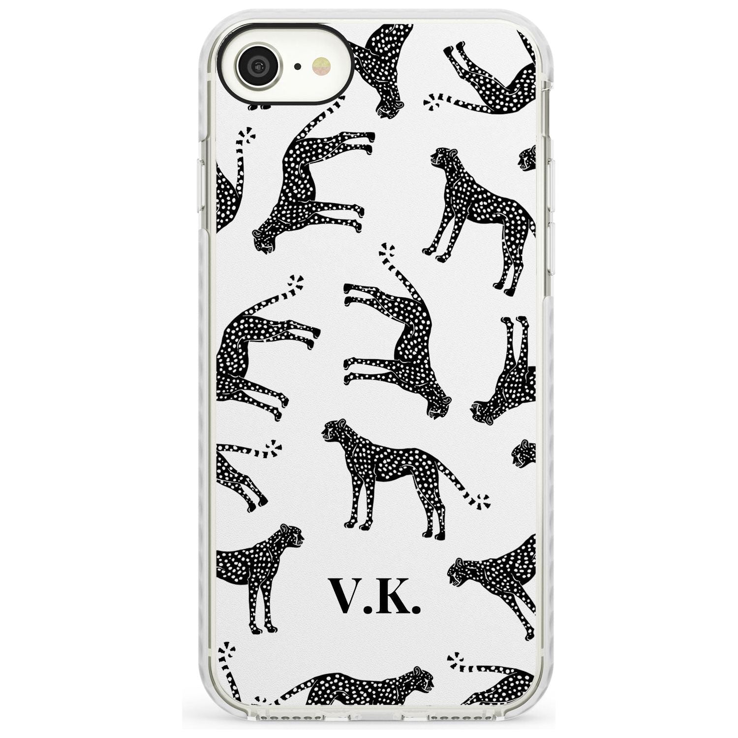 Personalised Cheetah Pattern: Black & White Slim TPU Phone Case for iPhone SE 8 7 Plus