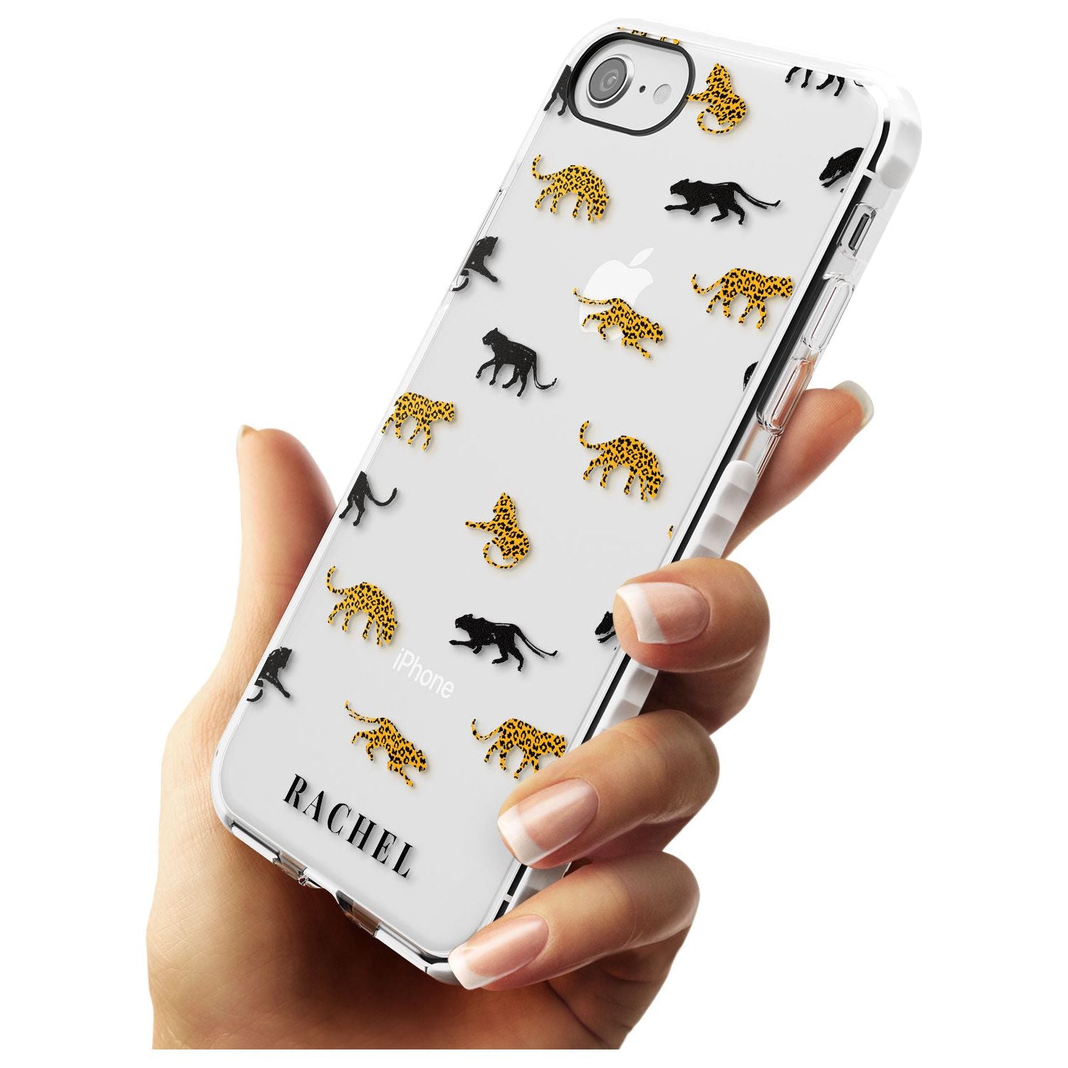 Personalised Jaguar Pattern on Transparent Impact Phone Case for iPhone SE 8 7 Plus