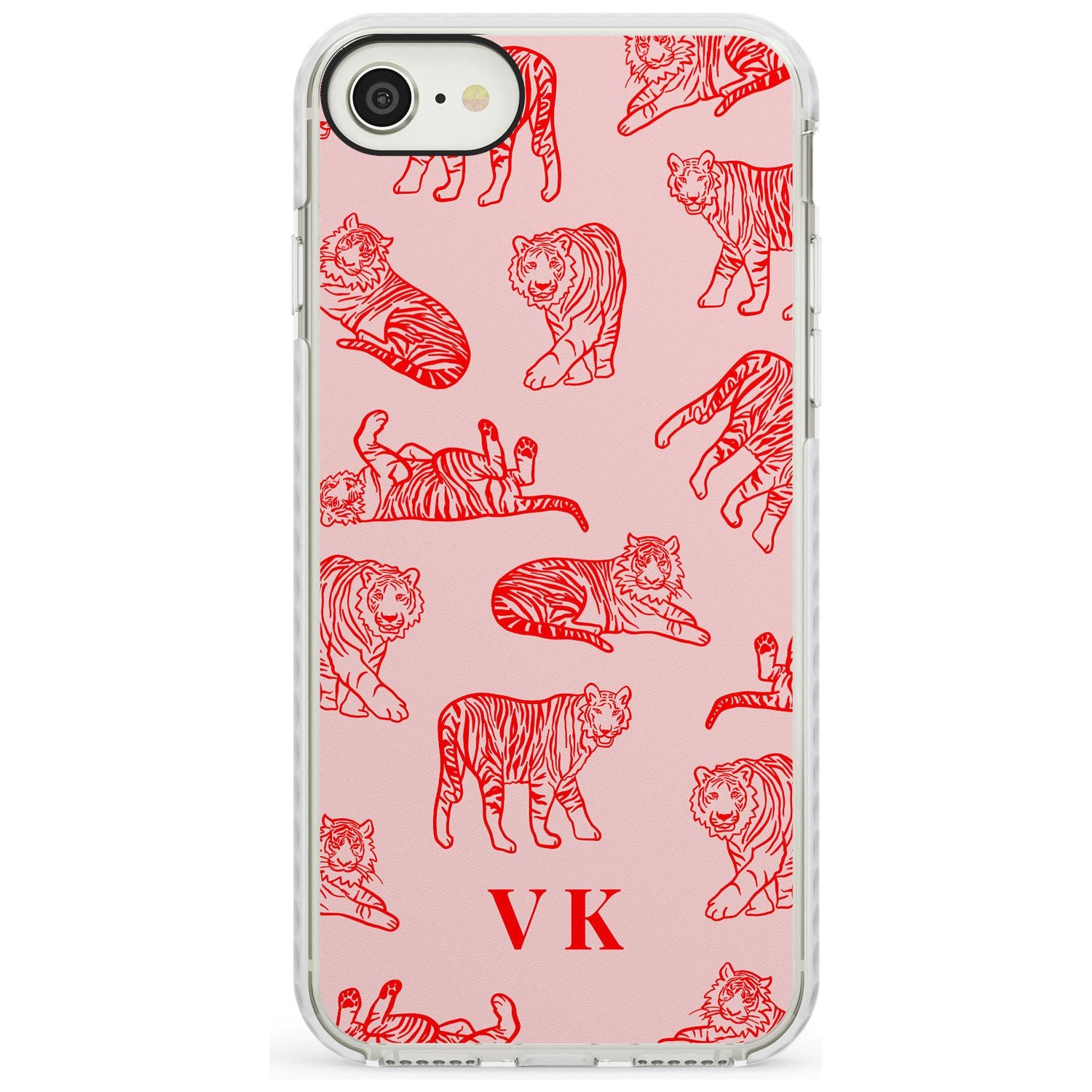 Red Tiger Outlines on Pink iPhone Case  Impact Case Custom Phone Case - Case Warehouse
