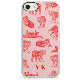 Red Tiger Outlines on Pink iPhone Case  Impact Case Custom Phone Case - Case Warehouse