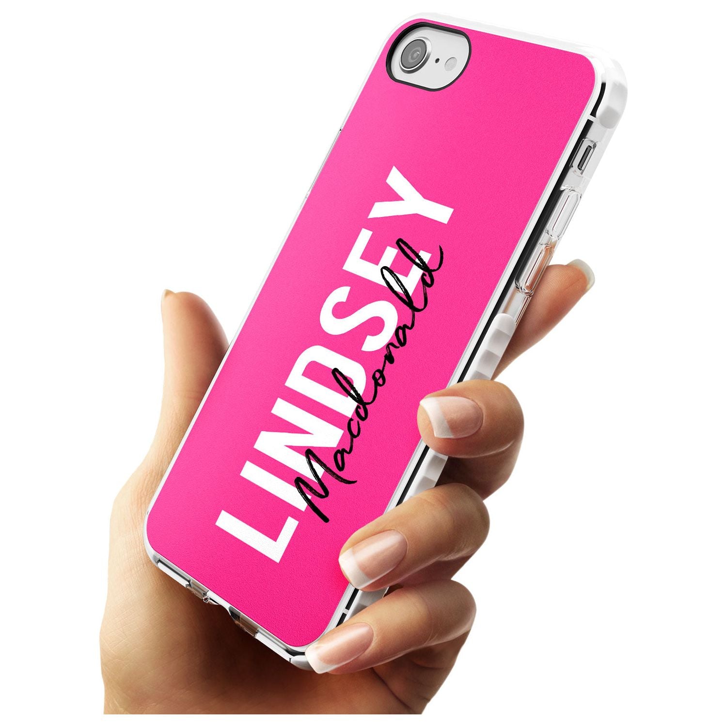 Bold Custom Name: Pink Impact Phone Case for iPhone SE 8 7 Plus
