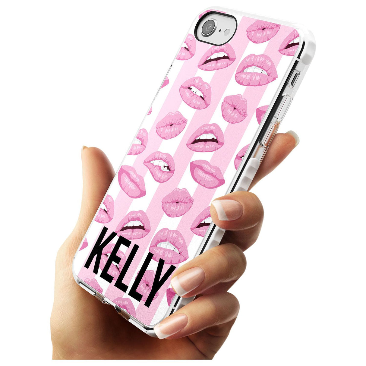 Pink Stripes & Lips iPhone Case   Custom Phone Case - Case Warehouse