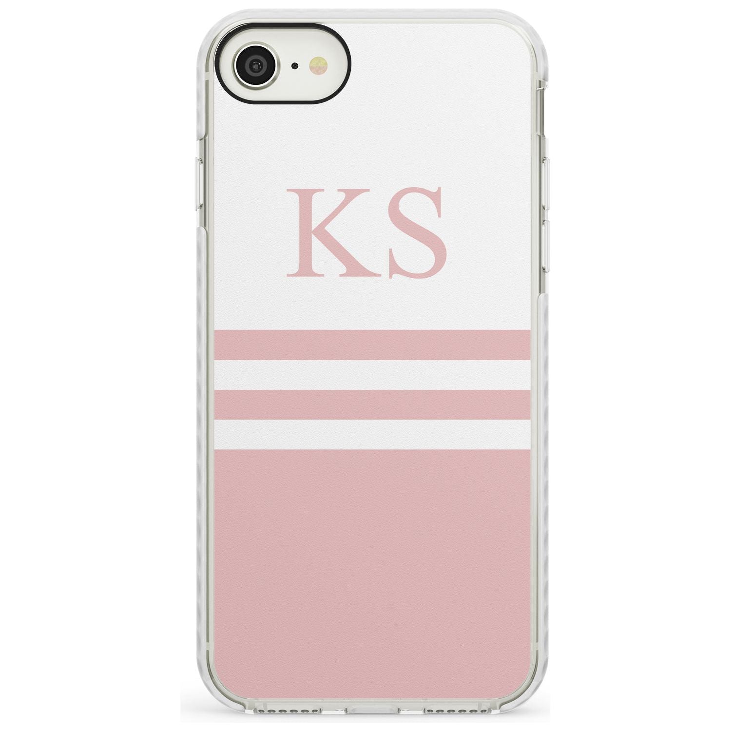 Minimal Pink Stripes & Initials iPhone Case  Impact Case Custom Phone Case - Case Warehouse