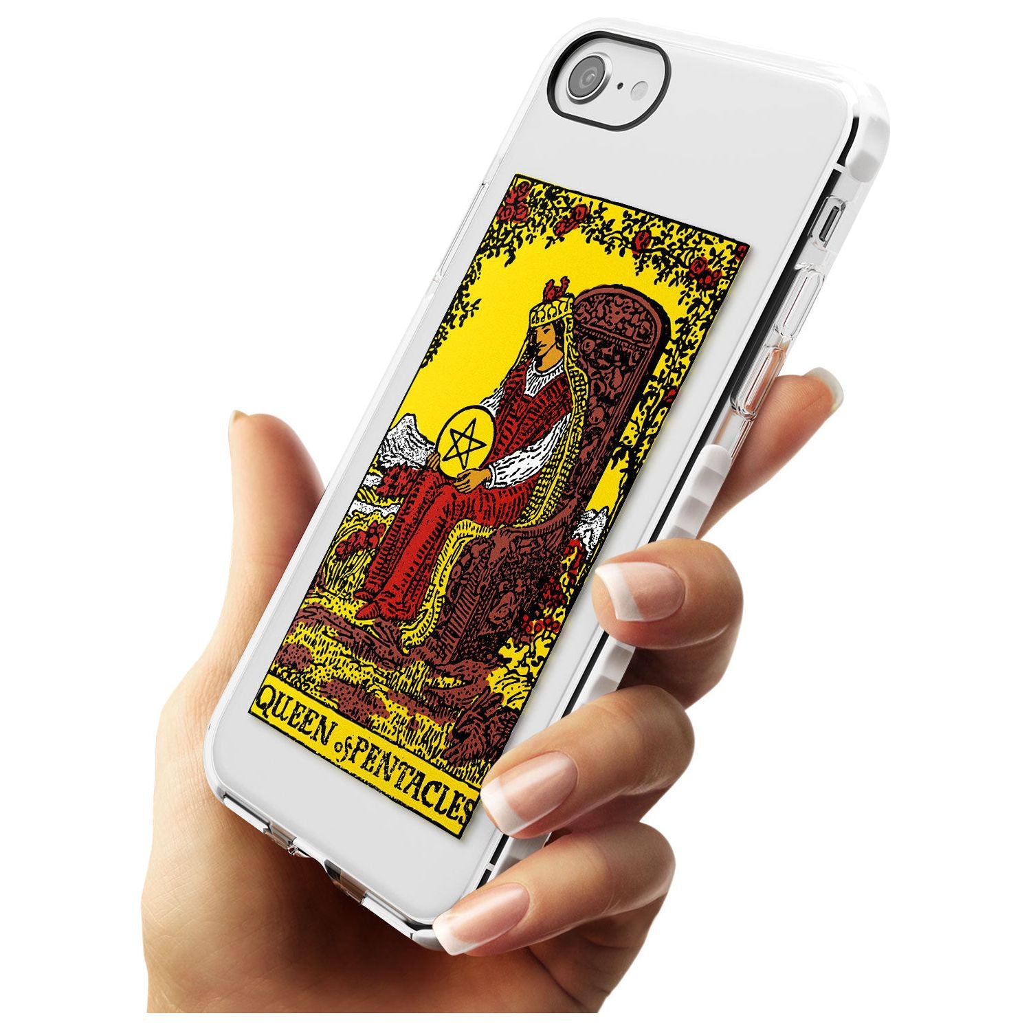 Queen of Pentacles Tarot Card - Colour Slim TPU Phone Case for iPhone SE 8 7 Plus