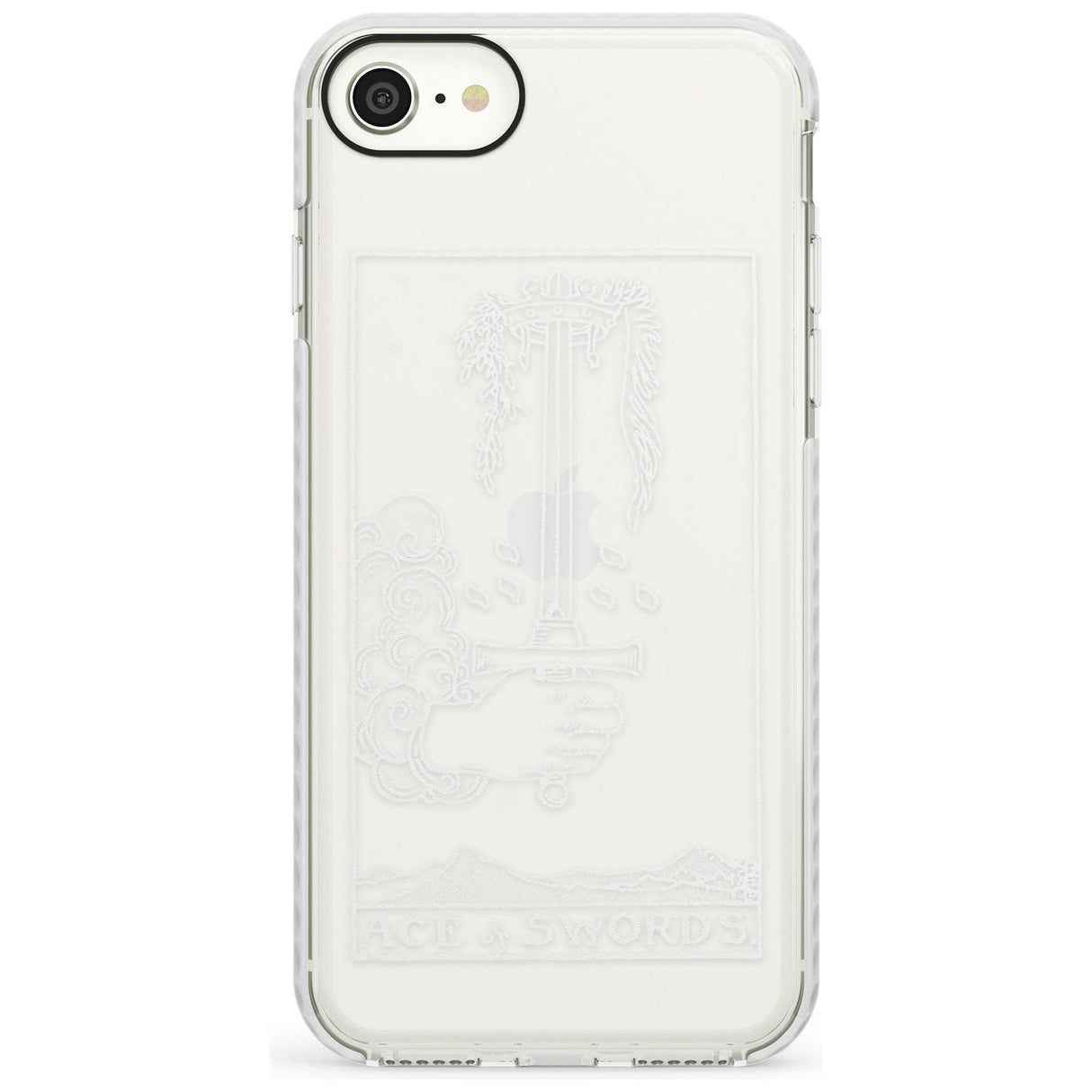 Ace of Swords Tarot Card - White Transparent Slim TPU Phone Case for iPhone SE 8 7 Plus