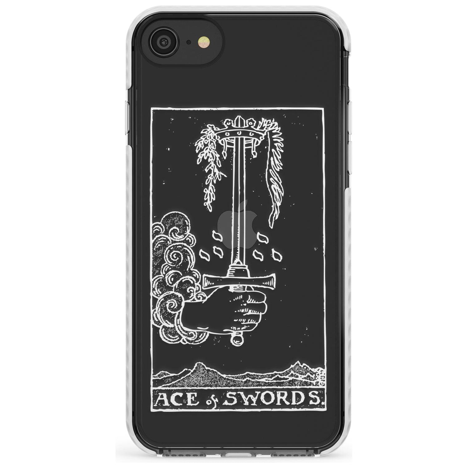 Ace of Swords Tarot Card - White Transparent Slim TPU Phone Case for iPhone SE 8 7 Plus