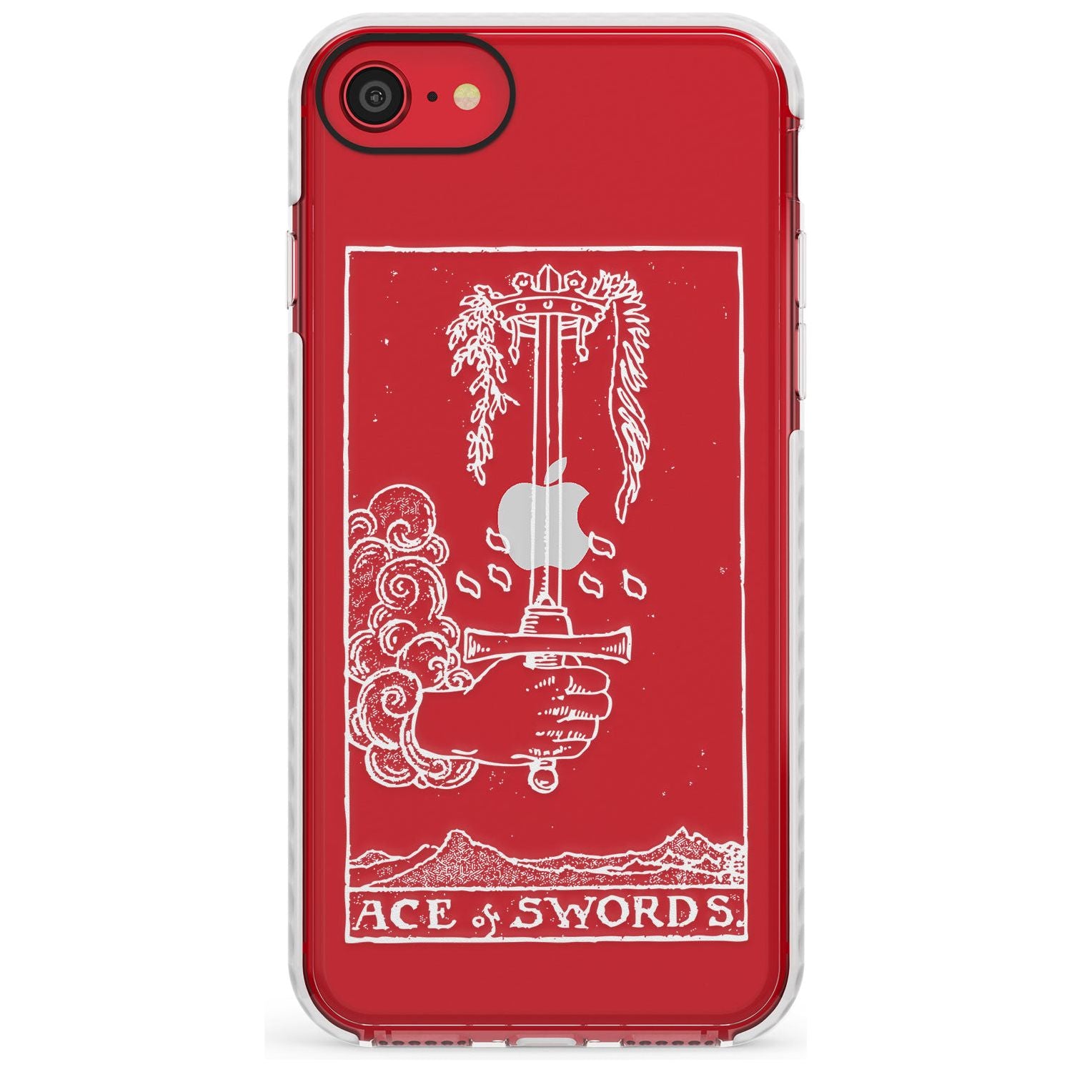 Ace of Swords Tarot Card - White Transparent Slim TPU Phone Case for iPhone SE 8 7 Plus