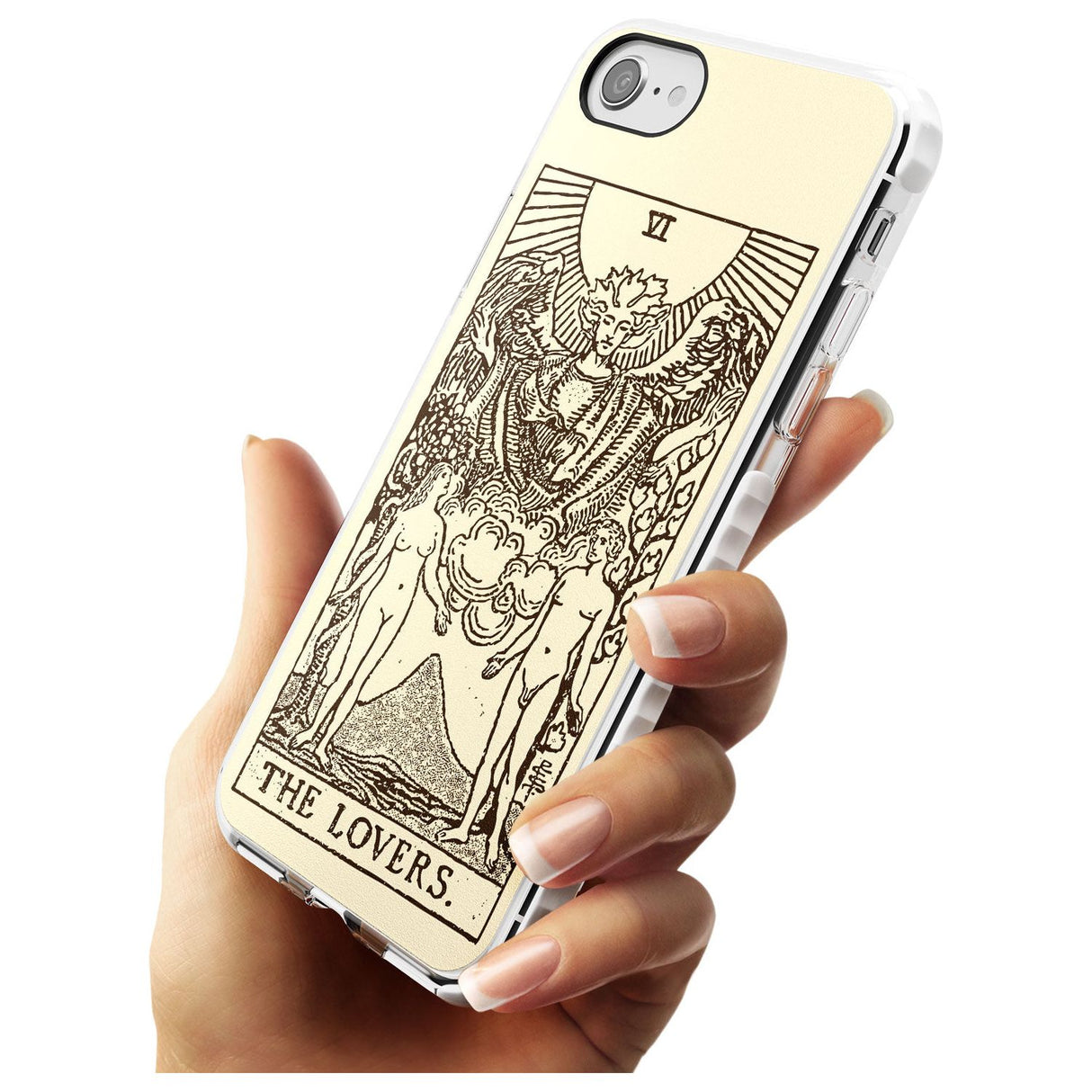 The Lovers Tarot Card - Solid Cream Slim TPU Phone Case for iPhone SE 8 7 Plus