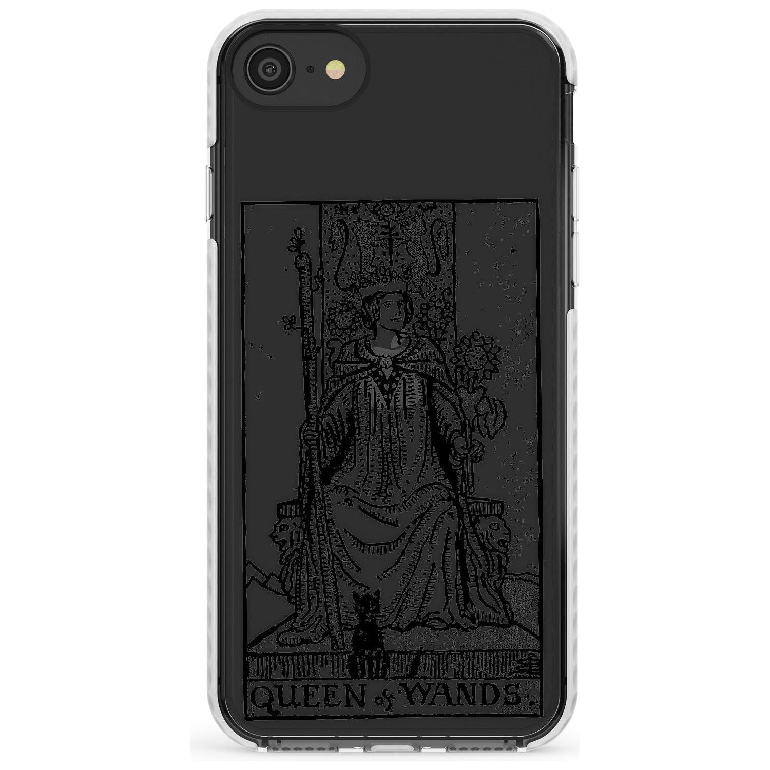 Queen of Wands Tarot Card - Transparent Slim TPU Phone Case for iPhone SE 8 7 Plus
