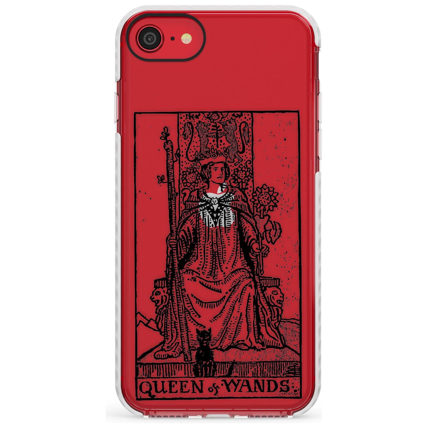 Queen of Wands Tarot Card - Transparent Slim TPU Phone Case for iPhone SE 8 7 Plus