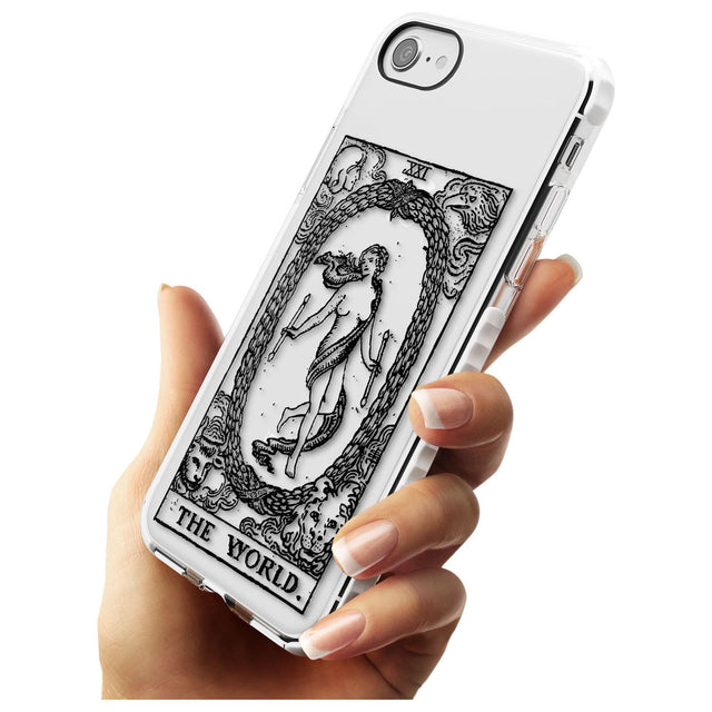 The World Tarot Card - Transparent Slim TPU Phone Case for iPhone SE 8 7 Plus
