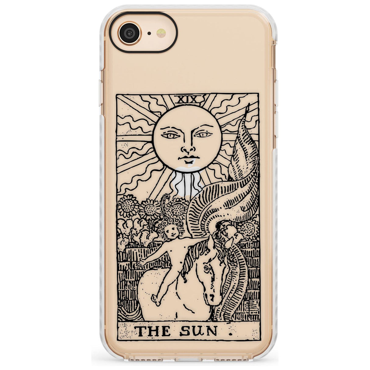 The Sun Tarot Card - Transparent Slim TPU Phone Case for iPhone SE 8 7 Plus