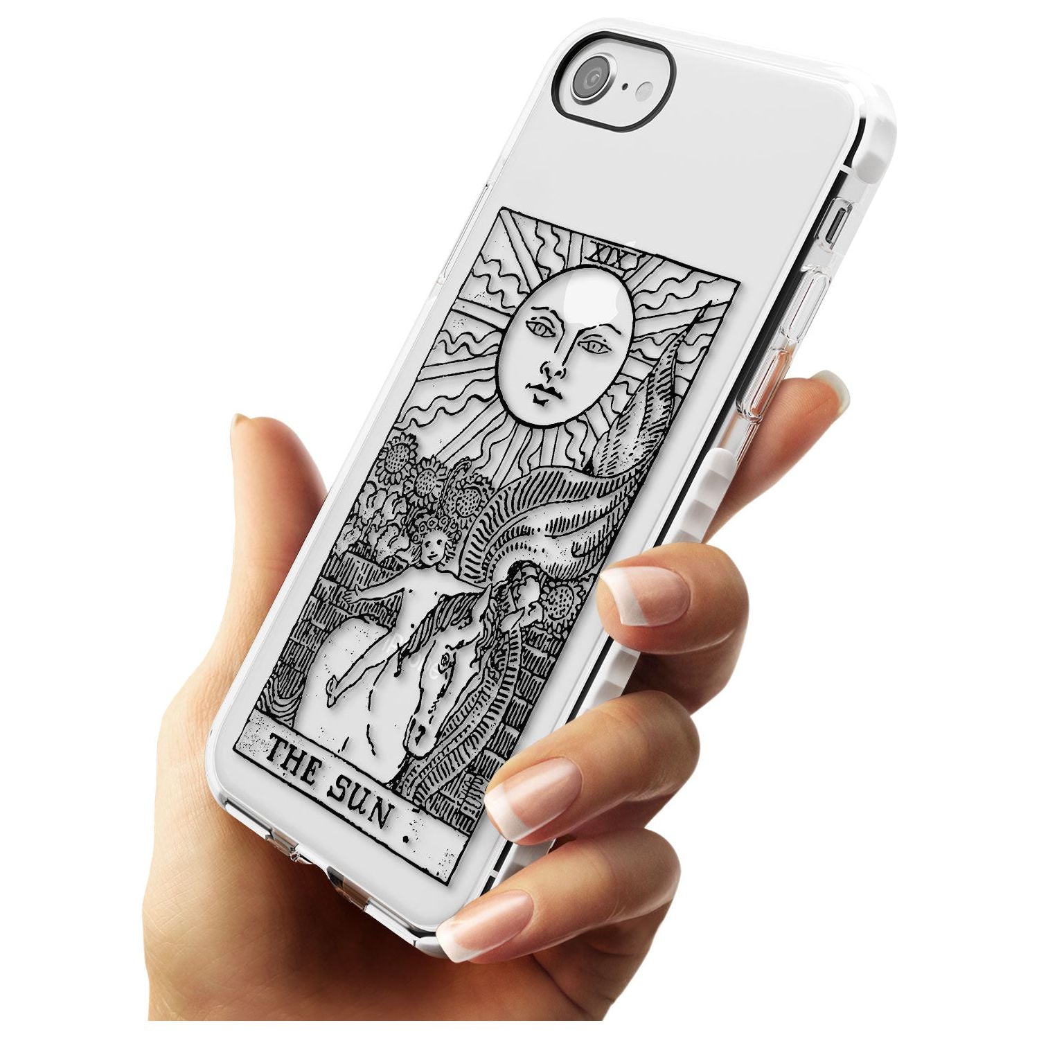 The Sun Tarot Card - Transparent Slim TPU Phone Case for iPhone SE 8 7 Plus